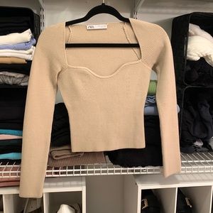 Zara Size S Sweetheart Neckline Top